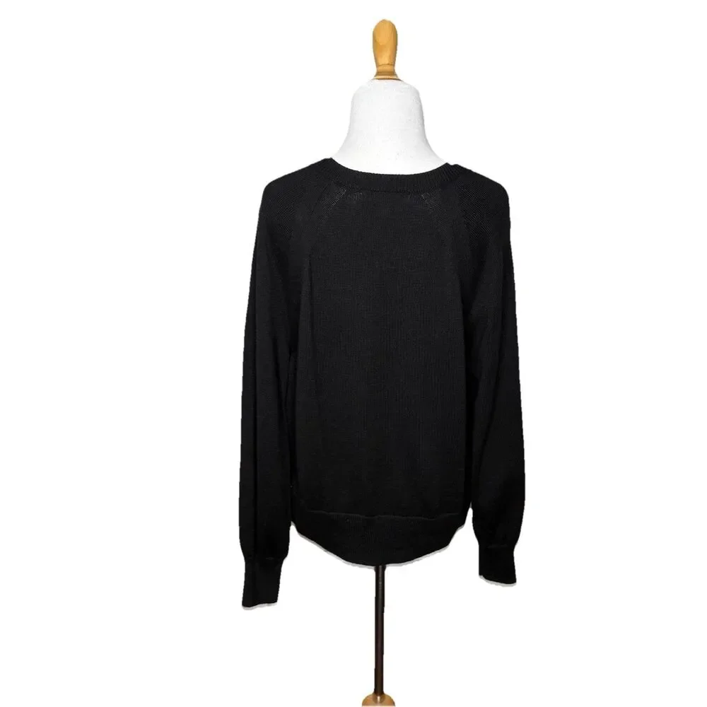 Banana Republic Button Accents Scoop neck Black Sweater Size Medium Womens
